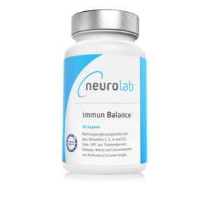 Immun Balance Produktdose - Nahrungsergänzungsmittel mit den Vitaminen C, E, A und D, Zink, OPC aus Traubenkernen, Shiitake, Reishi und Curcuminoiden aus Kurkuma (Curcuma longa).